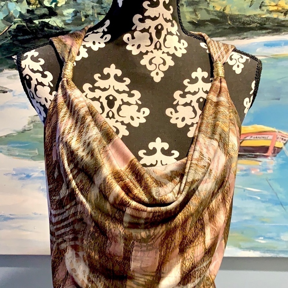 Cache,Beautiful Colors,Scoop Neck w/ Gold Accents Cache, Excellent Con.,Size L - Picture 4 of 8